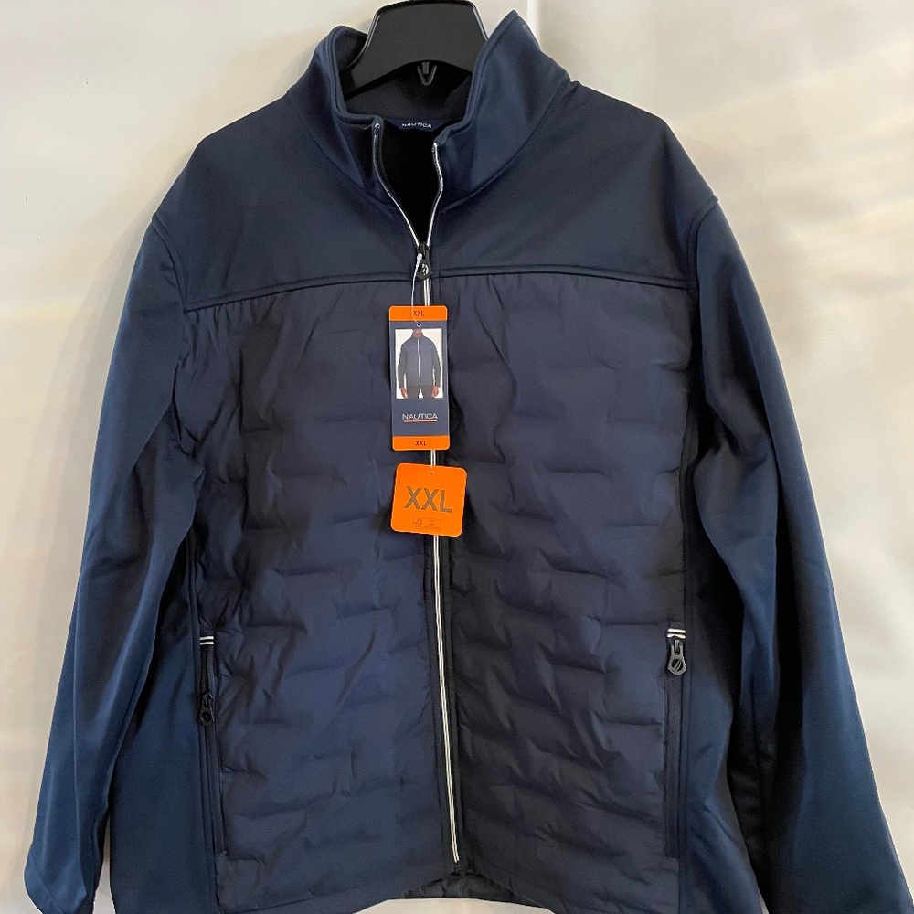 Nautica Men's Water Resistant Mixed Media Jacket XXL Blue New with Tags
